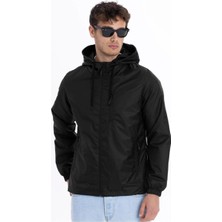 D1fference İçi Astarlı Cepli Kapüşonlu Jel Elyaflı Su ve Rügar Geçirmez Erkek Yağmurluk