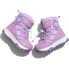 Shougo Su Dayanıklı Kaymaz Taban Içi Kürklü Işıklı Kız Çocuk Bebe Kar Botu