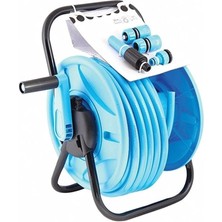 Makaralı Bahçe Hortumu Bahçe Sulama Hortum Makara Kaplin Tabanca Seti 25METRE Hortum ve Su Püskürtme