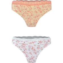 Wonna 2'li Cotton Yumuşak Baskılı Külot Seti- Ekru-Ten-S