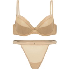 Wonna Aria Taş Detaylı Desteksiz Sütyen ve Külot Takım- 2734 Ten