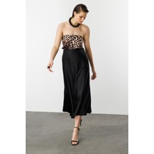 Accort Uzun Saten Etek-Siyah