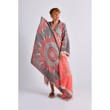 Gri- Turuncu Mandala Kimono ve Peştemal Takımı