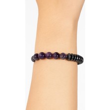 Zenaura Ametist Hematit Bileklik Tam Tur 10MM