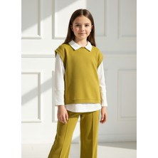 Kız Çocuk Yakalı Yeşil Alt Üst Takım