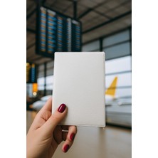 Steliza Isme Özel Deri Pasaport Kılıfı Pasaport Taşıma Cüzdanı - Beyaz Deri