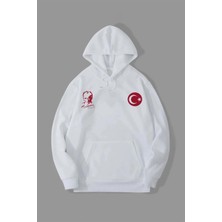 Rawea Fashion 10 Kasıma Özel Üç Iplik Kapüşonlu Baskılı Sweatshirt - Beyaz