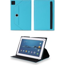Velvoria Lenovo M10 Hd 2. Nesil 10.1" Tablet Uyumlu Standlı Üniversal Kapaklı Turkuaz Tablet Kılıfı