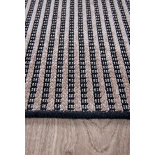 Saklı Home Bej Şönil Kilim Salon Oturma Çocuk Odası Hasır Yıkanabilir Yolluk Kaymaz Taban Halı Siyah