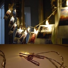 Ollevra Bakır Renkli LED Işıklı Fotoğraf Asma Işık Süsleme Mandalları