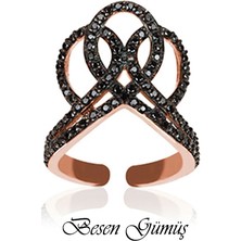 Besen Gümüş Gümüş Üçlü Damla Kadın Yüzük