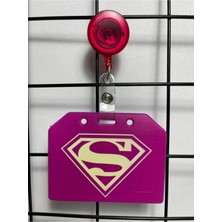 Hediyebum Superman Pembe Yan Yaka Kart Kılıfı