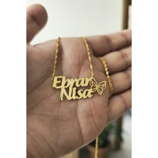 Özgür Takı 925 Ayar Gümüş 24 Ayar Altın Kaplama 2 Isimli Kelebek Figürlü Kolye