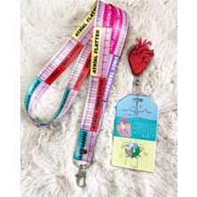 Hediyebum Kardiyoloji-Kvc-Ekg Ritim Kalp Desenli Boyun Askı Ipi Set