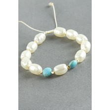 Turkuaz Taşlı Inci Bileklik