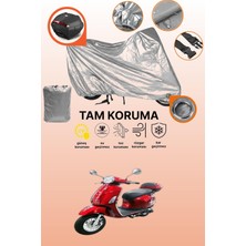 Dokaca Gri Kilit ve Arka Çanta Uyumlu Kral Motor KR-211 Rana 50 Uyumlu Motosiklet Brandası, Koruma Örtüsü