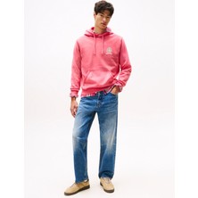 Tommy Jeans Kapüşon Yaka Pembe Erkek Sweatshırt DM0DM22085XI5 Tjm Reg Washed Crest