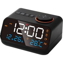 Fm Radyolu Çok Fonksiyonlu Çalar Saat Sıcaklık ve Nem Göstergeli Şarj Edilebilir LED Dijital Saat Sesle Etkinleşen/devamlı Anahtarlama, Parlaklık/ses Düzeyi Ayarlanabilir, Erteleme Işlevi