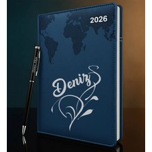 Bk Gift Kişiye Özel Isimli Termo Sert Kapak 2026 Lacivert Ajanda & Kalem -5, Öğretmenler Günü Hediyesi, Yeni Iş Hediyesi