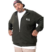 ModeXL Mode Neverregret Haki Renkli 5XL Büyük Beden Erkek Hırka %65 Pamuk %35 Polyester