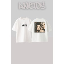 Anetos Bruno Mars 18 Tasarım Sırt Baskılı Pamuk Beyaz Oversize T-Shirt