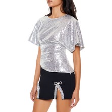 F21 Payetli Kelebek Kollu Bluz