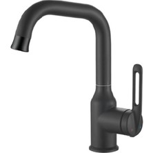 Valtemo Stello Mat Black Lavabo Bataryası Medıum