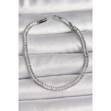 Claris Pirinç Gümüş Renk Zirkon Taşlı Su Yolu Model Kadın Bileklik