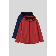 Standart Fit Kapüşonlu 2li Paket Indigo-Fiesta Kız Çocuk Sweatshirt - 75152