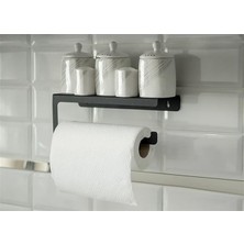 Misda Store Dekoratif Mat Siyah Metal Bahartatlık Raflı Havluluk&havlu Tutucu&kağıt Havluluk.