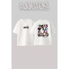 Anetos Taylor Swift 12 Tasarım Sırt Baskılı Pamuk Beyaz Oversize T-Shirt