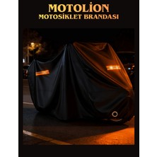 MotoLion Kral Motor Kr-44 Loyal 50 Uyumlu Siyah Renk Reflektörlü Motosiklet Brandası,örtüsü