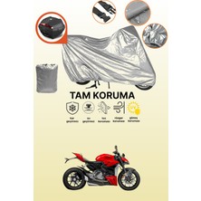 Dokaca Gri Arka Çanta Uyumlu Ducati Streetfighter V2 Uyumlu Motor Brandası, Koruyucu Örtü