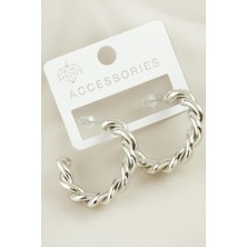 Gümüş Takıcım Burgulu Trend Halka Metal Küpe