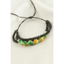 Gümüş Takıcım 3'lü Kristal Boncuk Zincirli Bileklik