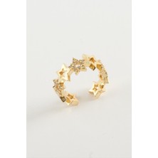 Gümüş Takıcım Yıldız Zirkon Taşlı Yüzük