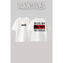 Anetos Scarface 5 Tasarım Sırt Baskılı Pamuk Beyaz Oversize T-Shirt