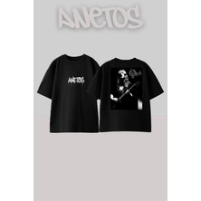 Anetos Opeth 2 Tasarım Sırt Baskılı Pamuk Siyah Oversize T-Shirt