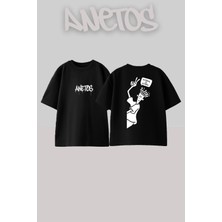 Anetos Normal Is Borıng Tasarım Sırt Baskılı Pamuk Siyah Oversize T-Shirt
