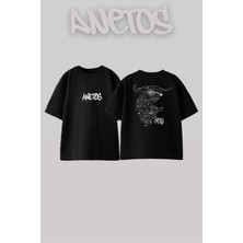 Anetos Gojıra 18 Tasarım Sırt Baskılı Pamuk Siyah Oversize T-Shirt