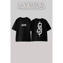 Anetos Myhem Tasarım Sırt Baskılı Pamuk Siyah Oversize T-Shirt
