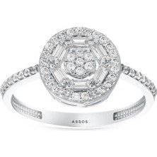 Assos Pırlanta Altın Taşlı Tasarım Yüzük - 14K