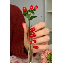 Takma Takma 10'lu Bordo Kısa Oval TT0913 Tekrar Kullanılabilir El Yapımı Protez Takma Tırnak - Bordo-L