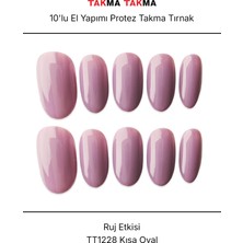 Takma Takma 10'lu Gri Kısa Oval TT1228 Tekrar Kullanılabilir El Yapımı Protez Takma Tırnak - Gri-XS