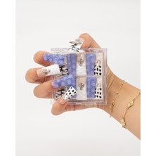 Takma Takma 10'lu Mavi Extra Extra Extra TT1435 Tekrar Kullanılabilir El Yapımı Protez Takma Tırnak - Mavi-S