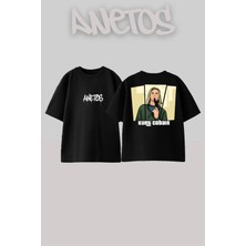 Anetos Kurt Cobaın Gta Tasarım Sırt Baskılı Pamuk Siyah Oversize T-Shirt
