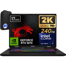 MSI Crosshaır 17 Hx Aı D2XWGKG-018XTREP2 Intel Core Ultra 7 255HX 64GB 1tb SSD RTX5070 17" W11 Pro Qhd+ 240Hz + Elektropasaj Çanta