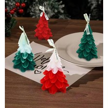 Giftmoda Çam Ağacı Şeklinde Dekoratif Renkli Mum – Yılbaşı Temalı