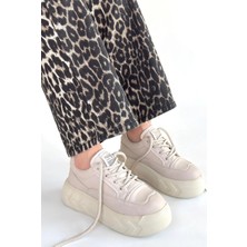 Moda Juan Emwa Bej Cilt Bağcıklı Spor Ayakkabı