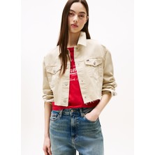 Tommy Jeans Bej Kadın Standart Denim Ceket DW0DW21431RBV